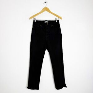 Good American Good Waist Crop Black Jeans Split Hem Rose Gold Size 8/29